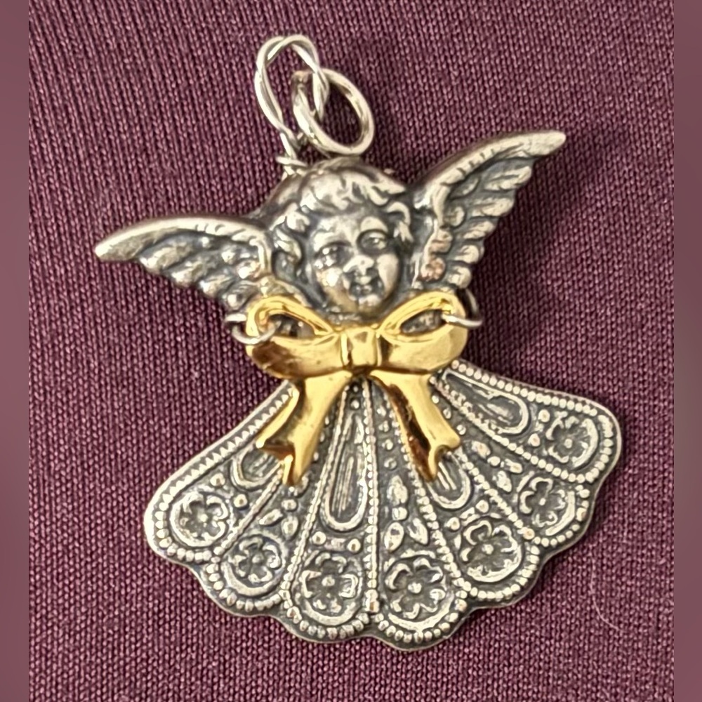 1864 Vintage Silver and Gold, and a Angel Necklace and a Angle Necklace